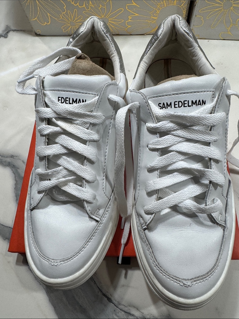 Sam Edelman White Leather Men’s Low-Top Sneakers